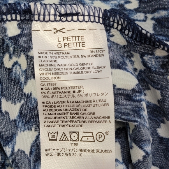 Banana Republic Blue And White Print Faux Wrap Knot Dress Sz L Petite NEW - Picture 11 of 11